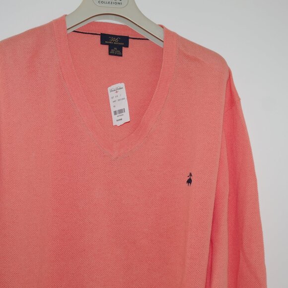 Brooks Brothers Orange linen cotton mens V Neck Pullover Size:XL - Picture 2 of 5